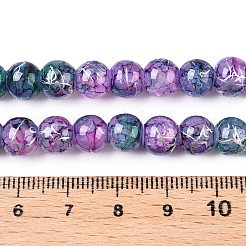 ドローベンチのクラックルガラスビーズ連売り  ロンデル  暗い蘭  8x7mm  穴：1.2mm  約109~113個/連  30.51~31.30インチ（77.5~79.5cm）&nbsp;X-GLAA-N006-8mm-05