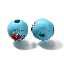 Valentine's Day Element Printed Wood Beads&nbsp;WOOD-R002-01-26