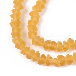 曇った透明ガラスビーズ連売り  三角形  ゴールデンロッド  3~3.5x4~4.5x4~4.5mm  穴：0.8mm  約121~131個/連  14.37~15.35インチ（36.5~39cm）&nbsp;GLAA-N016-4mm-24
