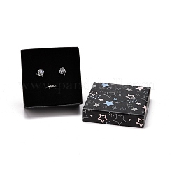 厚紙のジュエリーボックス  黒のスポンジマット付き  ジュエリーギフト包装用  星型の正方形  ブラック  7.25x7.25x3.15cm&nbsp;CON-D012-04B-02