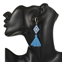 Glass Seed Beads & Brass Dangle Earrings for Women&nbsp;EJEW-MZ00800-03