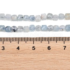 ナチュラル デビル ブルー アクアマリン ビーズ 連売り  多面カット  キューブ  4x4.3x4.3mm  穴：0.7~0.8mm  約93~96個/連  14.88''~15.16''（37.8~38.5センチメートル）&nbsp;G-Z163-A01-4x4mm