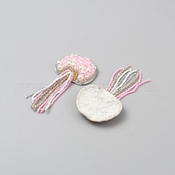 刺繍布 縫い付けパッチ  プラスチックパール装飾アクセサリー  マスクと衣装のアクセサリー  アップリケ  クラゲ  ピンク  120x59x9.5mm&nbsp;DIY-WH0671-046B