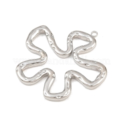 304ステンレスペンダント  槌目模様の花のチャーム  ステンレス鋼色  37x38x3mm  穴：1.8mm&nbsp;SA-CBA7A79-09P