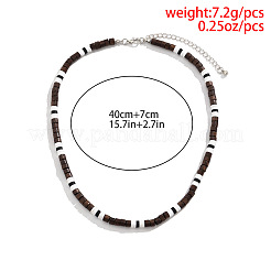 Adjustable Bohemian Polymer Clay and Wood Heishi Beaded Necklaces for Men&nbsp;TL5512