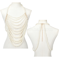 Plastic Imitation Pearl Round Beaded Shoulder Chains&nbsp;AJEW-WH20006-210