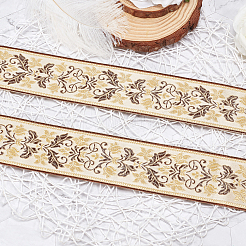 刺繍チロリアンテープ  ジャカードリボン  服飾材料  花柄  小麦  2-1/2インチ（62mm）  約8m /ロール&nbsp;OCOR-WH0064-01B