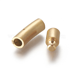 イオンプレーティング（IP）304ステンレススチールバヨネットクラスプ  コラム  マットゴールドカラー  28~28.7x7x8mm  穴：5mm&nbsp;STAS-I013-5mm-MG