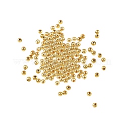 真鍮ビーズ  長持ちメッキ  ラウンド  ゴールドカラー  4x3.5mm  穴：1.6mm  200個/セット&nbsp;KK-SZ0001-11G-4mm