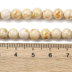 天然染色大理石ビーズ連売り  ラウンド  モカシン  6.5mm  穴：1mm  約64個/連  15.94''（40.5センチメートル）&nbsp;G-P593-6mm-06