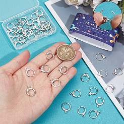 真鍮フレンチフックピアスのパーツ50個。  カン付き  プラチナ  15x11.5x2mm  穴：2mm  ピン：1mm&nbsp;KK-SC0004-22P