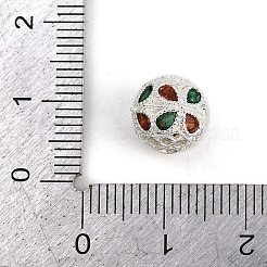 中空ラックメッキ真鍮カラフルなキュービックジルコニアビーズ  長持ちメッキ  ラウンド  銀  9.5mm  穴：1.8mm&nbsp;KK-L236-14S