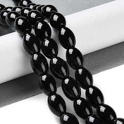 天然ブラックオニキスアゲートビーズ連売り  染め＆加熱  オーバル  12.5~13.5x10mm  穴：1.4mm  約30個/連  15.59''（39.6センチメートル）&nbsp;G-NH0019-C05-09