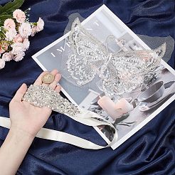 1Pc 3D Butterfly Polyester Computerized Embroidery Appliques for Wedding Dress&nbsp;DIY-GF0006-64