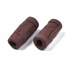 手作り陶器ヨーロピアンビーズ  大穴ビーズ  コラム  パープル  11~12.5x23.5~28.5mm  穴：4mm&nbsp;PORC-T006-48B