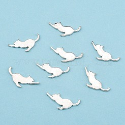 合金子猫カボション  UVレジン＆エポキシレジン用品充填アクセサリー  押し花ジュエリー作りに  猫の形  銀  14x18x1mm&nbsp;LS-PALLOY-WH0072-73E-S