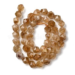 加熱された天然シトリンビーズ連売り  スターカットラウンドビーズ  多面カット  7~8x7~8x7~8mm  穴：1mm  約46~47個/連  14.72''~15''（37.4~38.1センチメートル）&nbsp;G-Z119-A37-02
