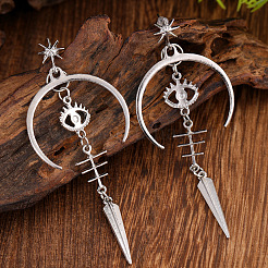 Moon with Eye Gothic Style Alloy Dangle Stud Earrings&nbsp;FS-WG16F02-01