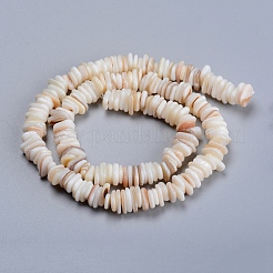 天然淡水シェルビーズ連売り  シェルの破片  チップ  ホワイト  6~10x5~7x1.5~2.5mm  穴：1.2mm  約190個/連  15.75インチ（40cm）&nbsp;X-SHEL-D078-01B