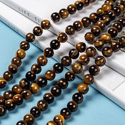 Grade AB Natural Tiger Eye Round Beads Strands&nbsp;G-E334-8mm-17