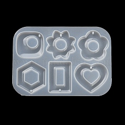 Flower Heart Hexagon DIY Pendant Silicone Molds&nbsp;DIY-E072-04B