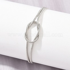 Brass Round Snake Chain Knot 2-Strand Bracelets for Women&nbsp;KK-CBA68DA-17C-P