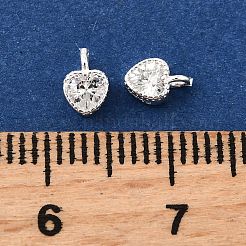 スターリングシルバーのパヴェクリアキュービックジルコニアチャーム925個  銀色のメッキ  ハート  5.5x3.5x2mm  穴：1mm&nbsp;STER-D306-04S-02