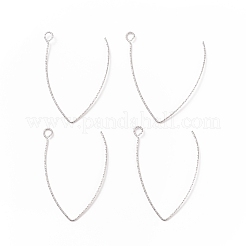変色しにくい316ステンレススチール製イヤリング  ピアスフック  水平ループ付き  ステンレス鋼色  40x25x0.7mm  穴：2.5mm  21ゲージ  ピン：0.7mm&nbsp;STAS-B025-02P