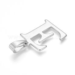 変色しにくい304ステンレススチールペンダント  頭文字.e  26x21x1mm  穴：3.5x10mm&nbsp;STAS-F106-95P-E