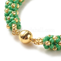 Glass Seed Beaded Bracelet with Brass Magnetic Clasp&nbsp;BJEW-JB07802-02