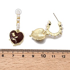 Valentine's Day Alloy Enamel Dangle Stud Earrings&nbsp;EJEW-G466-02G