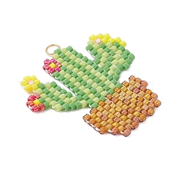 Glass Seed Beaded Cactus Pendants&nbsp;PALLOY-MZ00898-02