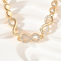 Brass Micro Pave Cubic Zirconia Link Chain Bracelets&nbsp;KK-R217-46G