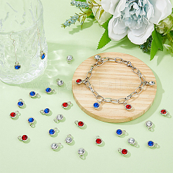 90個 3色 CCB プラスチックチャーム  樹脂ラインストーン付き  プラチナ  ダイヤモンド  ミックスカラー  12x8.5x5mm  穴：2mm  30個/カラー&nbsp;KY-DC0001-25