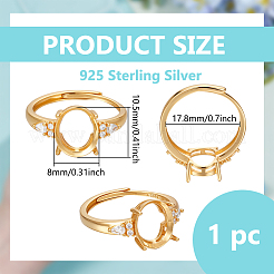 Adjustable 925 Sterling Silver Micro Pave Cubic Zirconia Oval Ring Component&nbsp;STER-BC0003-57G