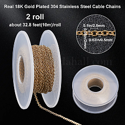 2 Rolls Ion Plating(IP) 304 Stainless Steel Cable Chains&nbsp;CHS-BBC0001-05