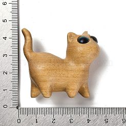 木製の猫の形の置物  プラスチックの目で  ホームデスクトップ装飾用  バリーウッド  40x24x44mm&nbsp;DJEW-D011-01B
