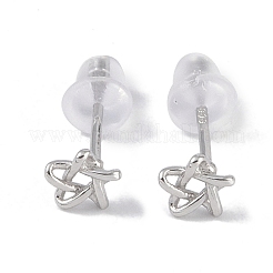 Anti-Tarnish Rhodium Plated 999 Fine Silver Star Stud Earrings for Women&nbsp;EJEW-S215-03P