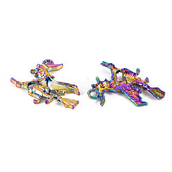 レインボーカラーアロイペンダント  カドミウムフリー＆ニッケルフリー＆鉛フリー  ハロウィン  魔女のチャーム  29.5x37x2.5mm  穴：3mm&nbsp;PALLOY-S180-254-NR