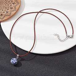 Natural & Synthetic Mixed Gemstone Round Pendant Necklaces&nbsp;NJEW-JN04478