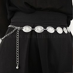 合金楕円リンクチェーンベルト  プラチナ  1210mm&nbsp;AJEW-WH20006-203P