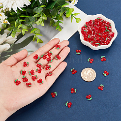 桜の樹脂カボション  ネイルアートの装飾の付属品  レッド  9x9x3.5mm  100個/箱&nbsp;MRMJ-OC0003-22