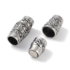 チベットスタイル 316 外科用ステンレススチール製磁気留め具  コラム  アンティークシルバー  24x12x12mm  穴：8mm&nbsp;STAS-P362-12A-AS
