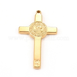 304ステンレスペンダント  サン・ベネディクト・メダルと交差する  ゴールドカラー  33x19x2mm  穴：1.2mm&nbsp;STAS-L250-004G