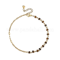 Natural Mixed Stone Disc Beaded Chain Anklets&nbsp;AJEW-AN00857