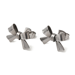 304ステンレススチールの蝶結びスタッドピアス  ステンレス鋼色  10x15mm&nbsp;EJEW-Z136-01P