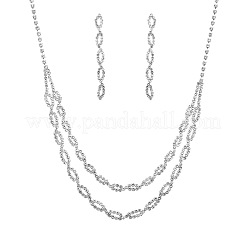 Horse Eye Brass Rhinestone Pendant Necklaces & Stud Dangle Earrings Sets&nbsp;FS-WG6EF02-02