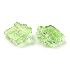 透明ガラスビーズ  グリッターパウダー付き  ギフト用の箱  緑黄  13.5~14x13.5x7mm  穴：1mm&nbsp;GLAA-C027-01C