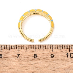 真鍮エナメルカフオープンリング  花  ゴールドカラー  ミックスカラー  4mm  内径：17mm&nbsp;RJEW-P183-04G-M