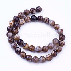 天然石瑪瑙ビーズ連売り  染め＆加熱  ラウンド  キャメル  8mm  穴：1mm  約48個/連  15.3インチ&nbsp;G-P289-02D-8mm